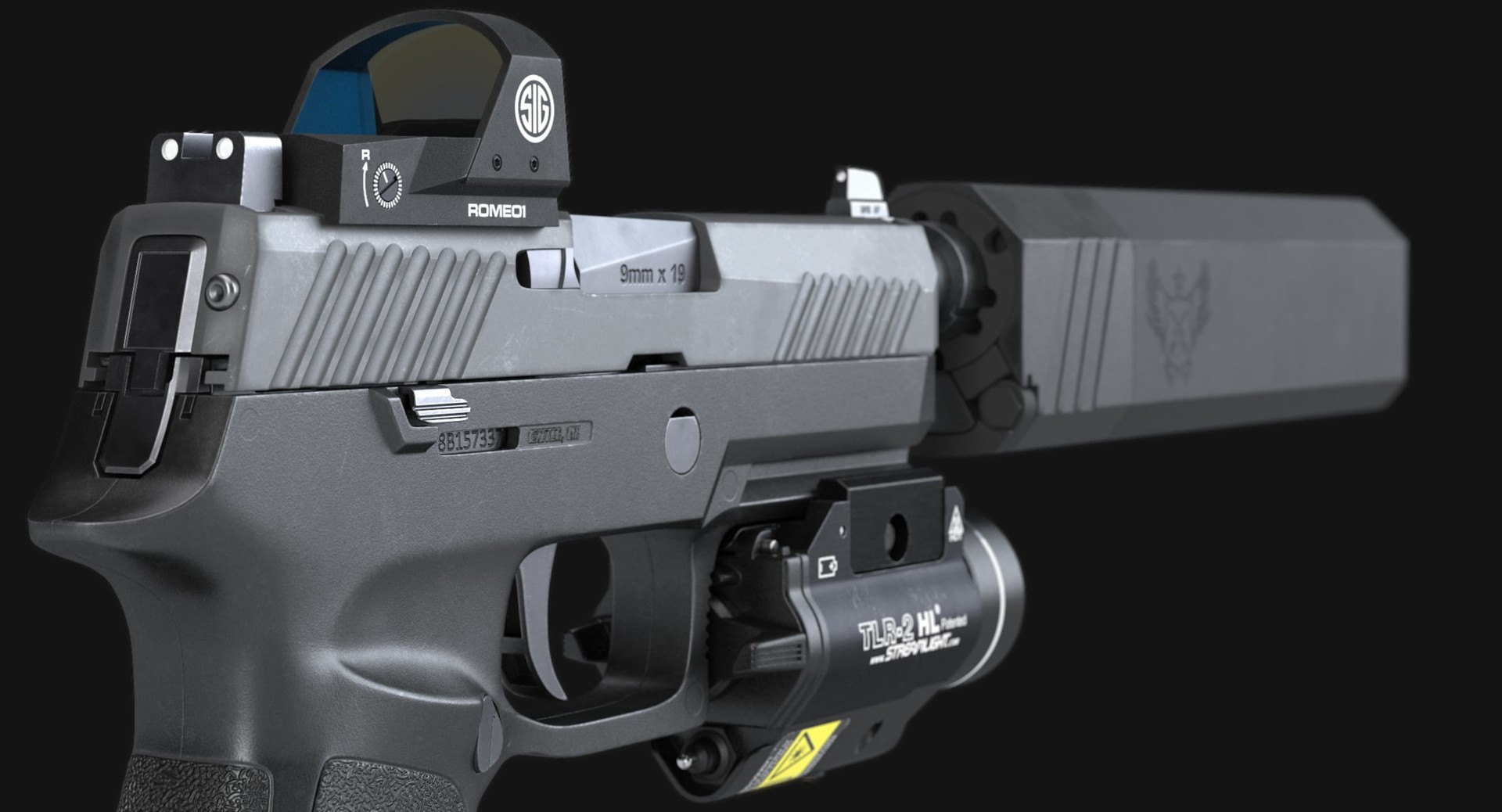 ArtStation SIG Sauer P320 Carry TACOPS, Sight, Flashlight, Silencer