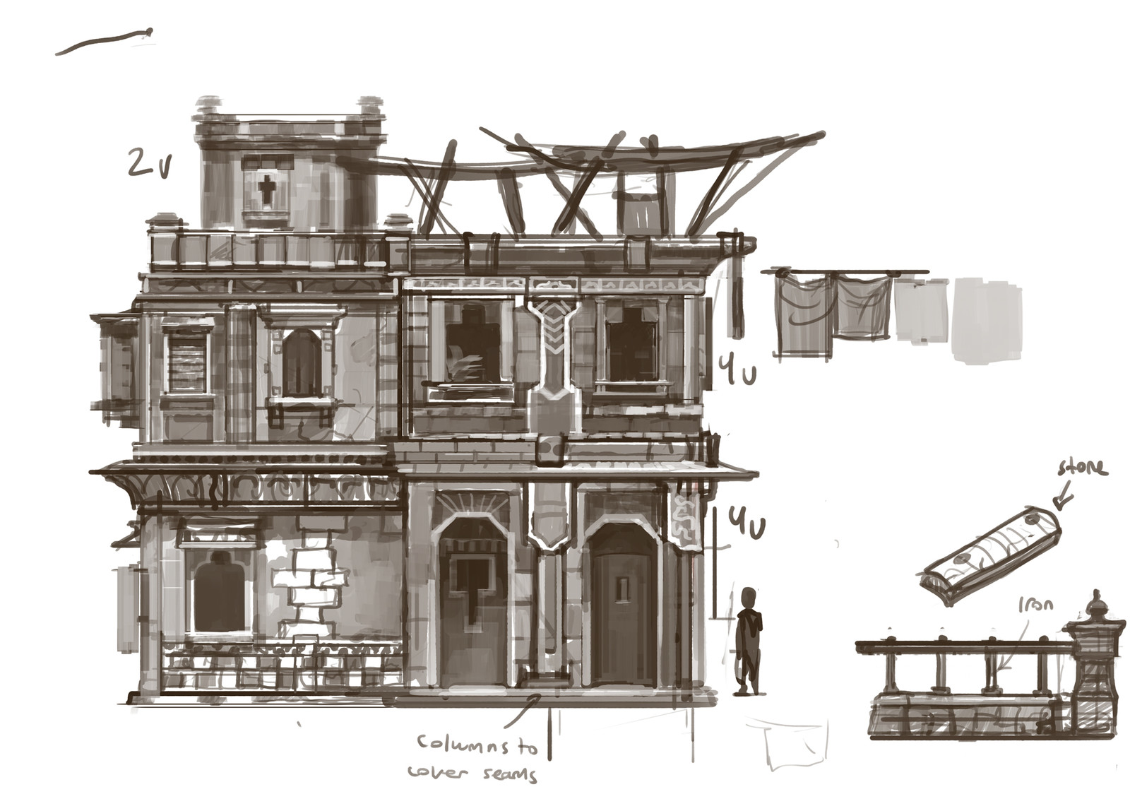 Building kit sketch to figure out how to build the houses in Zaber. 