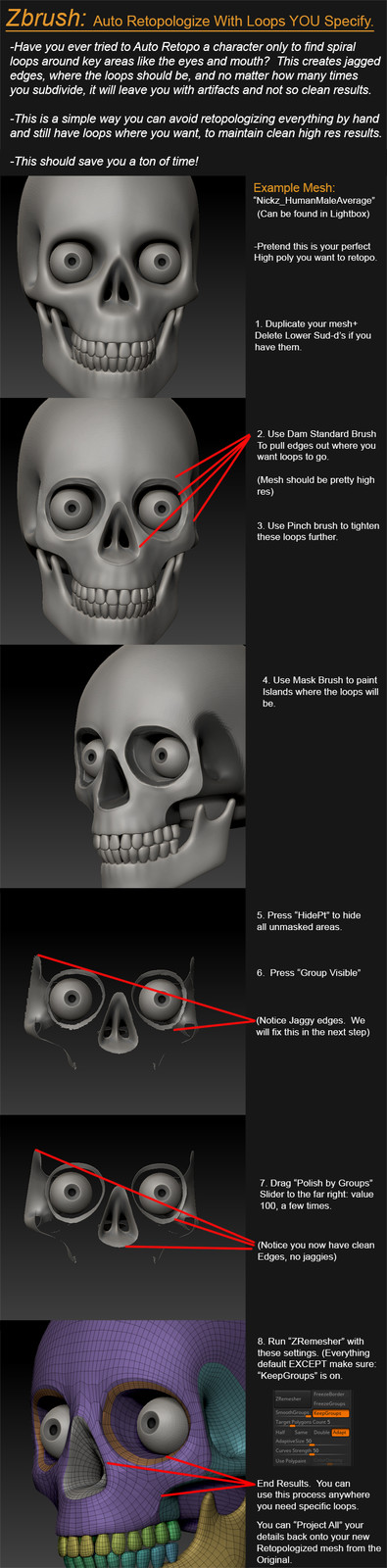 Auto Retopologize Tutorial with Specified Loops.