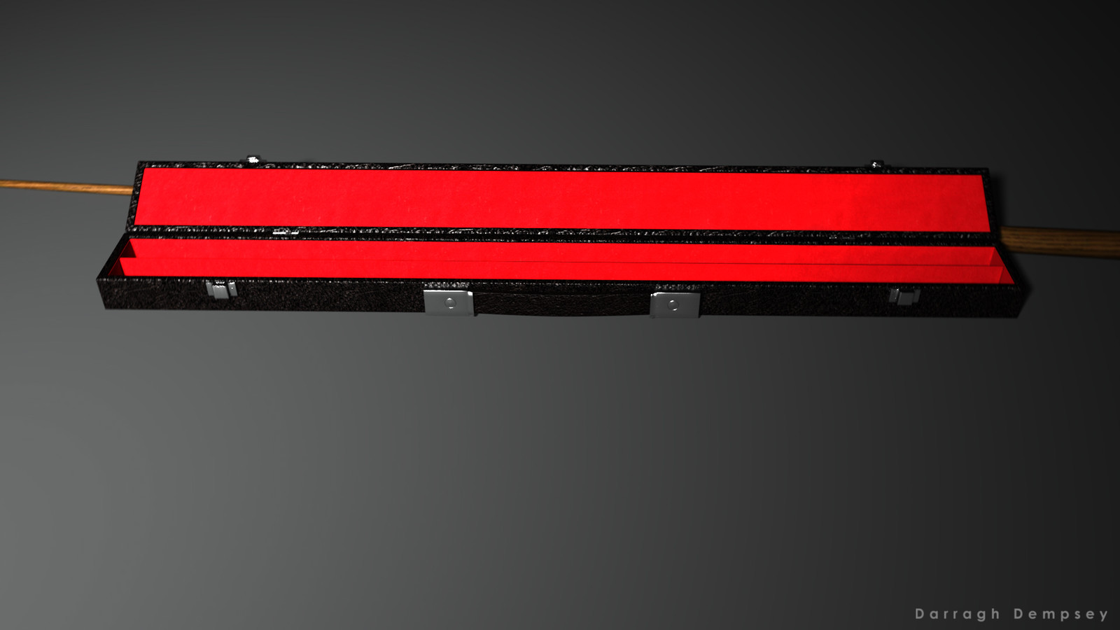 Pool cue and case (textured) low_poly. Opened.