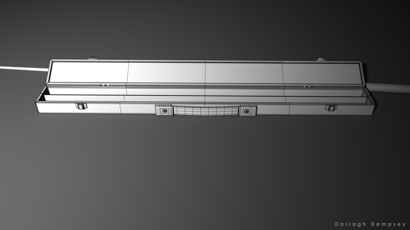 Pool cue and case (wireframe) low_poly. Opened.