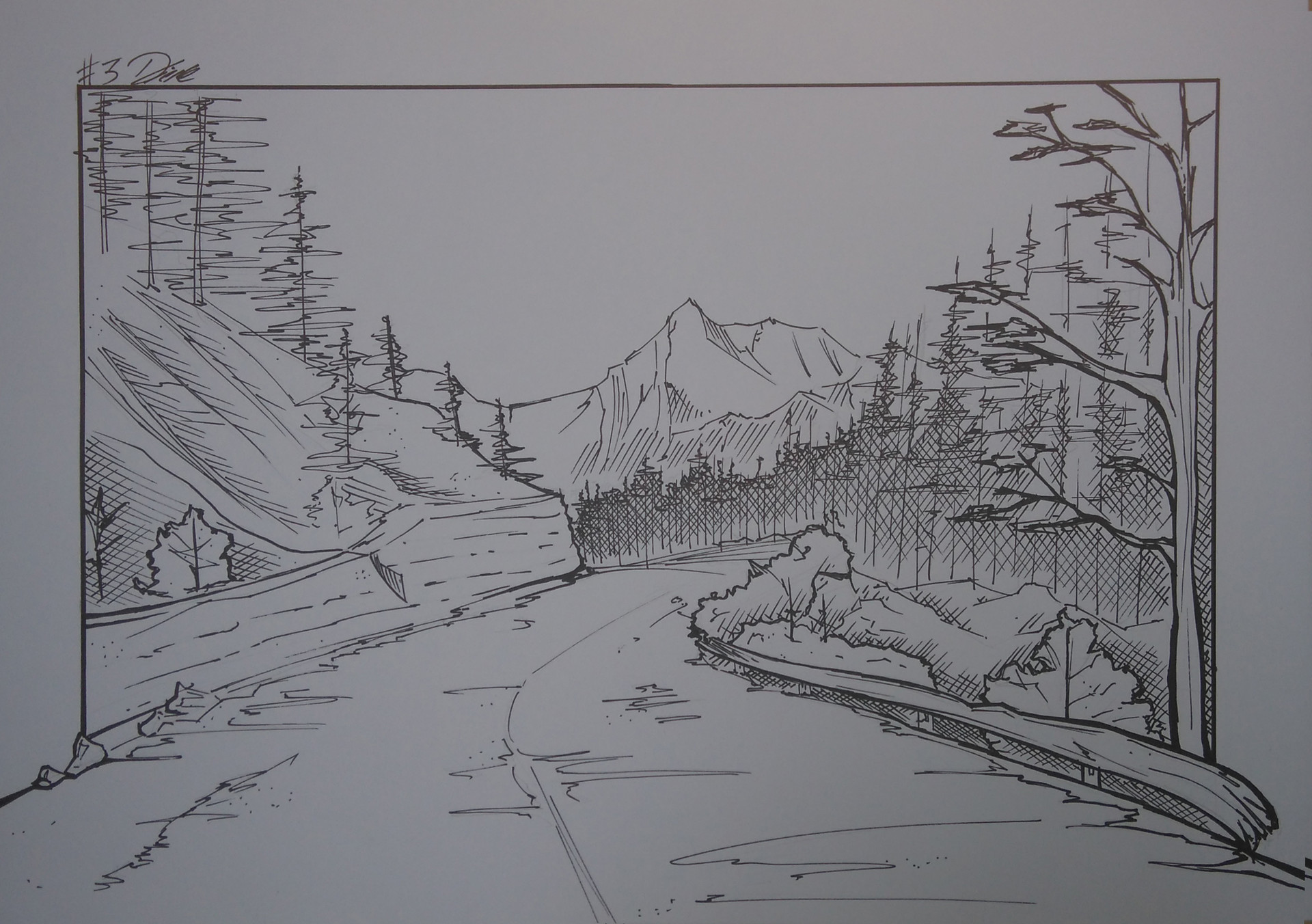 Artstation Inktober 2017 3 Mountain Road Dawid Lieske