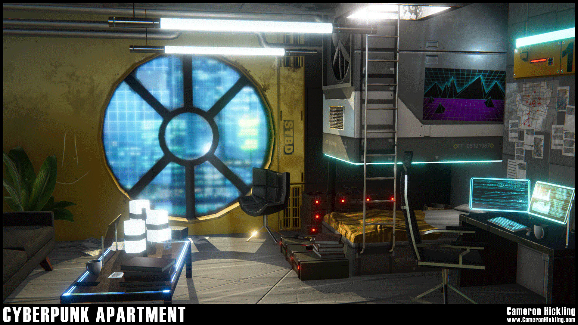 Artstation Cyberpunk Apartment Cameron Hickling