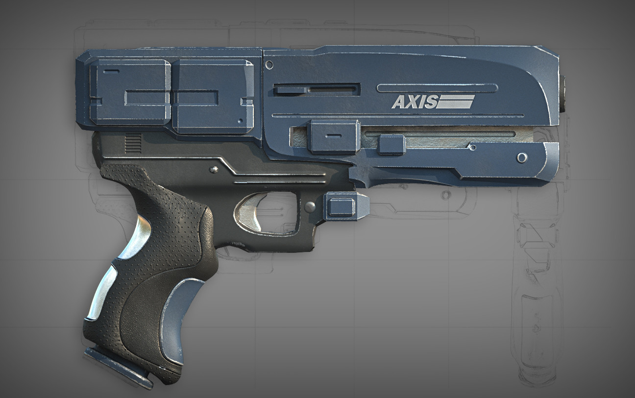 ArtStation - Sci-Fi Handgun modelling practice