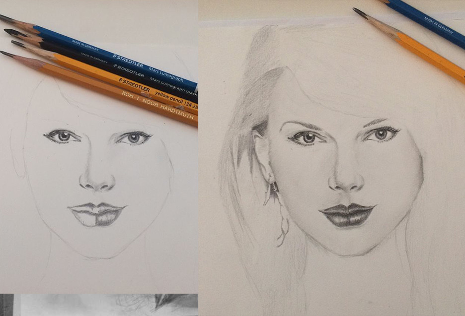 Taylor Swift Red Pencil Sketch  Creative Fabrica