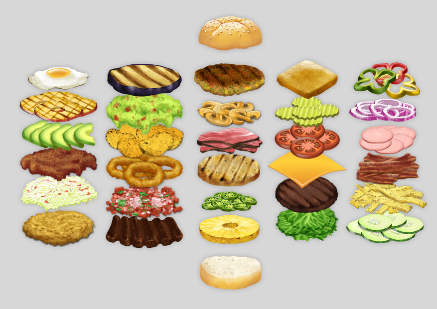 Burger ingredient sprites