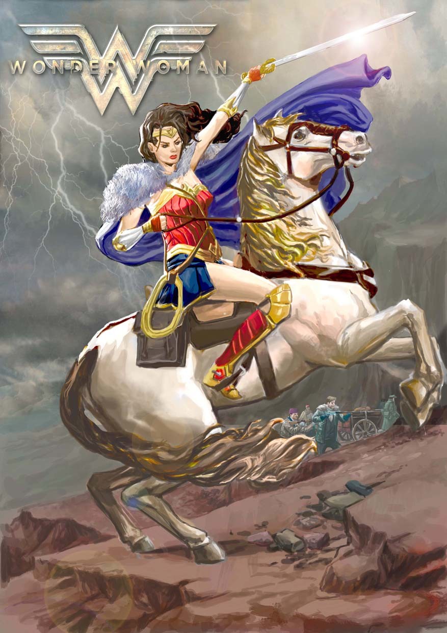 Wonderwoman on Horse - reference from Napoleon Bonapart