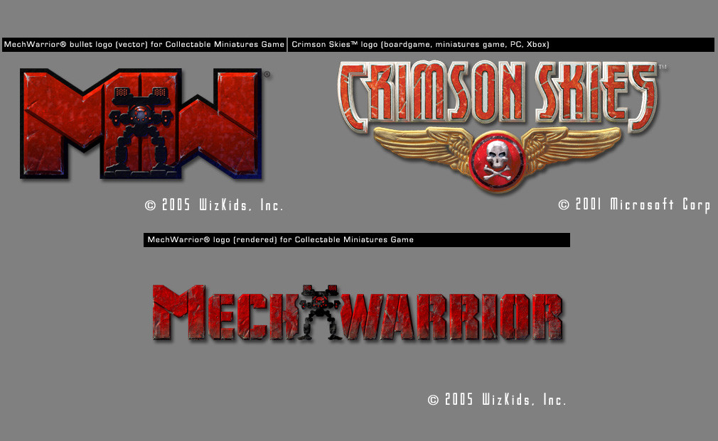Logos for Mech Warrior and Crimson Skies