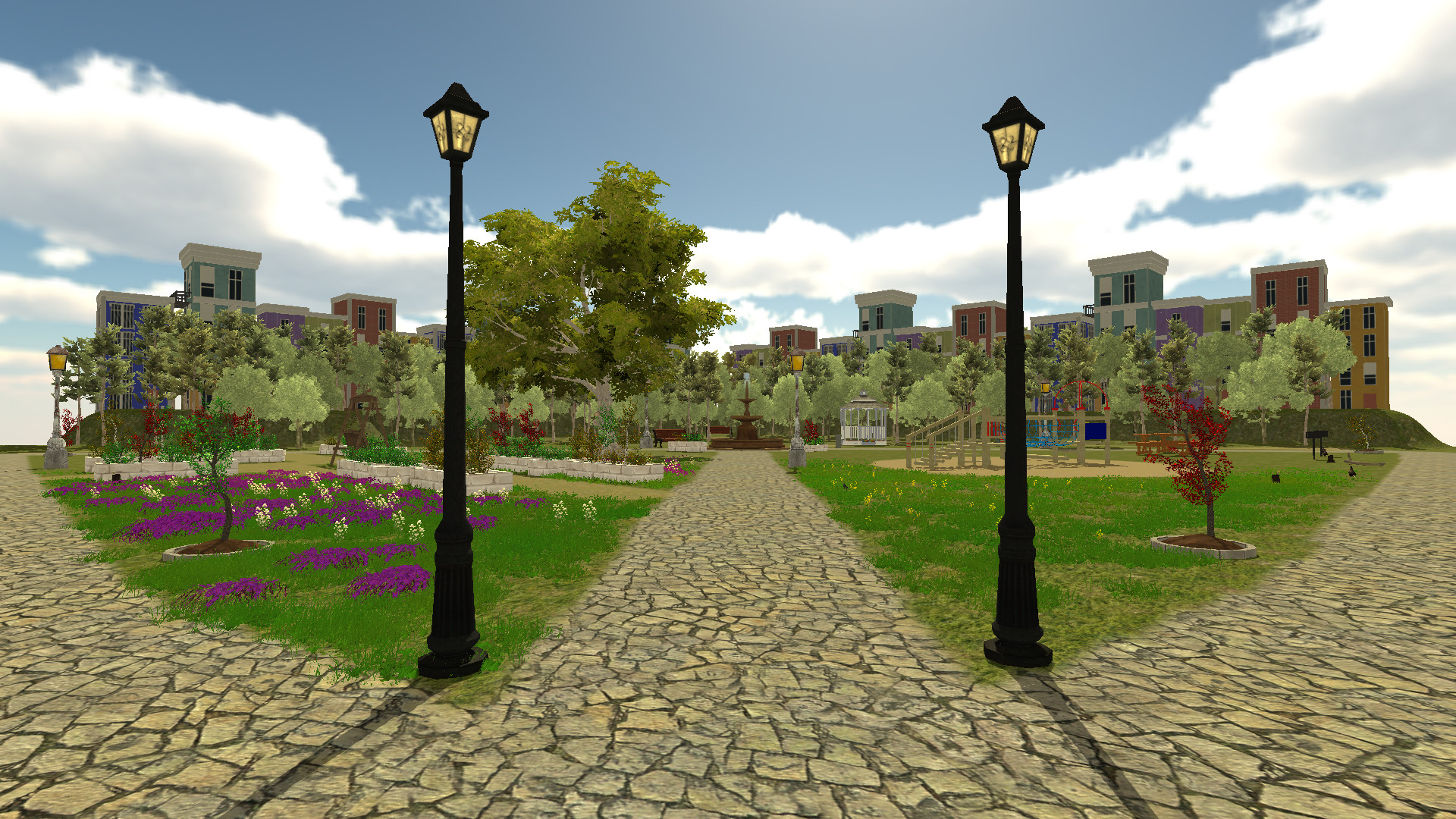 Justin Thrailkill - Urban Park level for bird call game in Unity