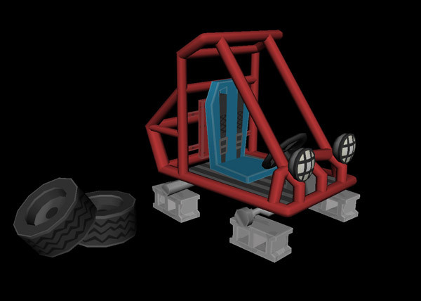 Props modeling for MySims Agents. Wrecked dune buggy.