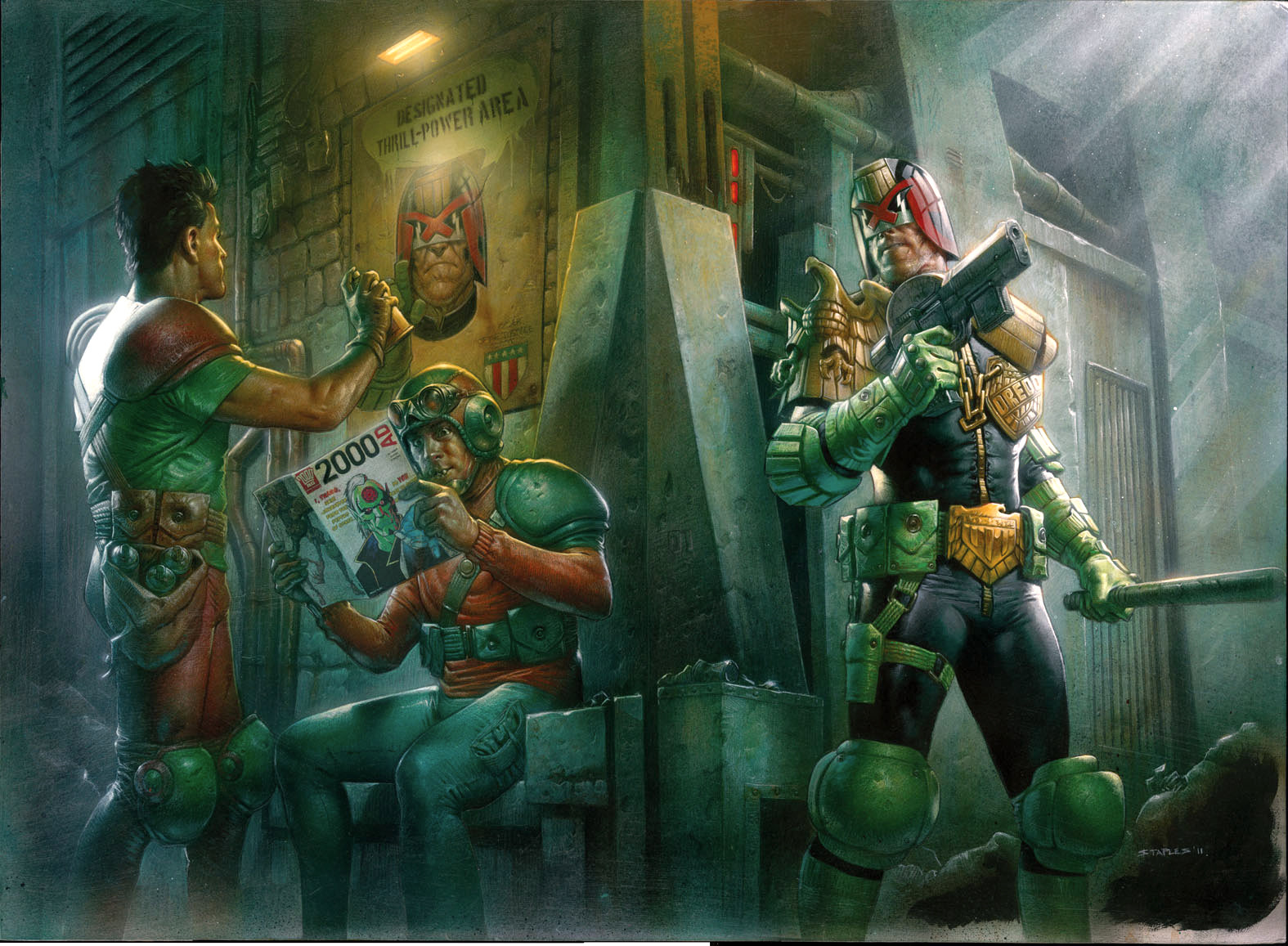 Double page wrap a round cover to 2000AD