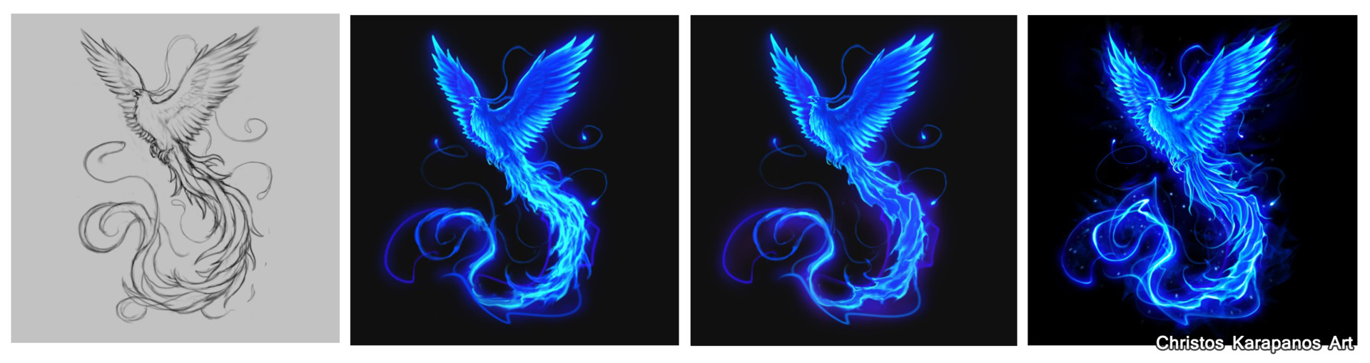 Artstation Blue Phoenix Logo Christos Karapanos