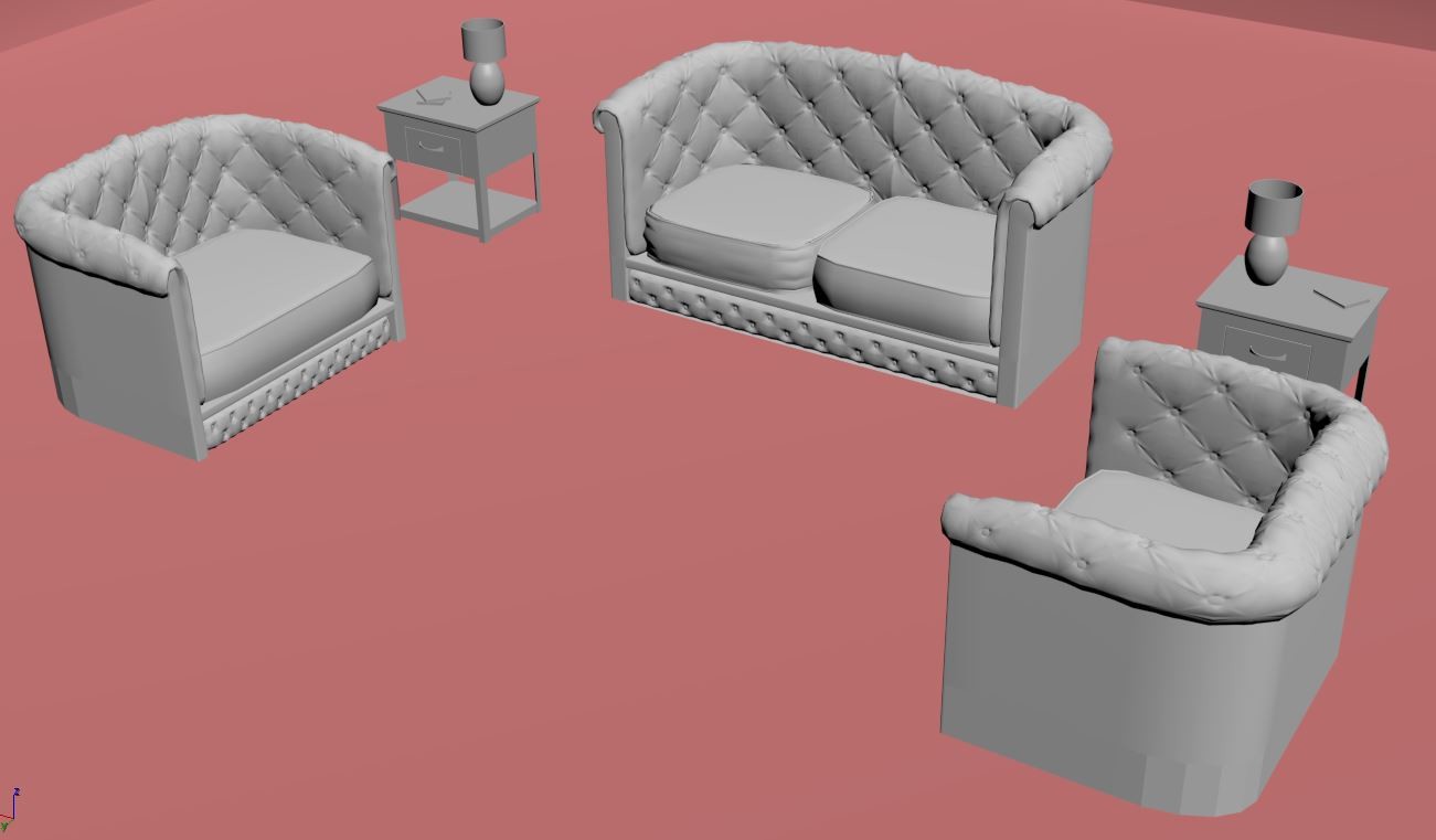 Artstation Chesterfield Sofa Model Work In Progress