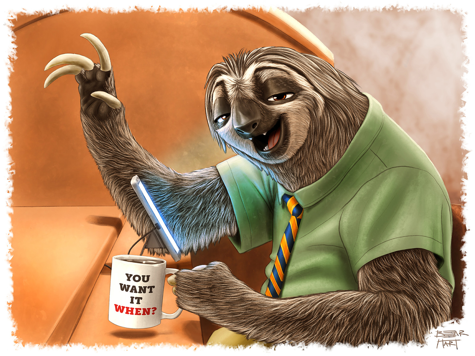 Bear Hart - Flash the DMV Sloth - Zootopia - Digital Painting