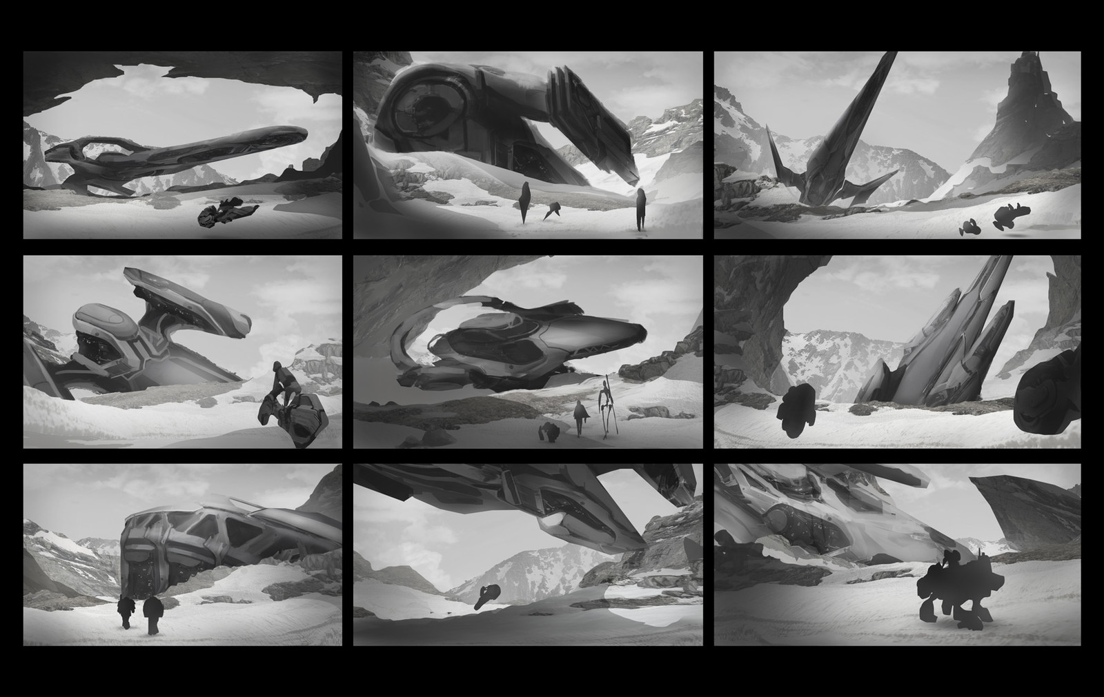 Composition and story sketches.
