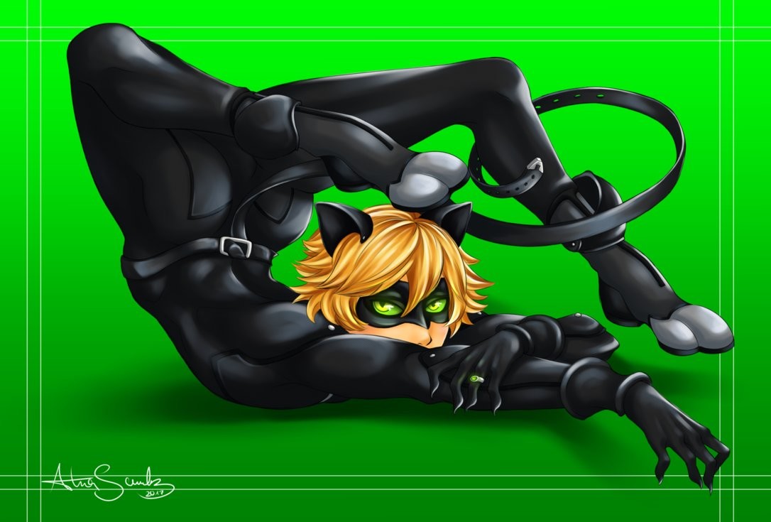 My little tribute to Chat Noir from Miraculous Ladybug, a cat-boy in a tigh...