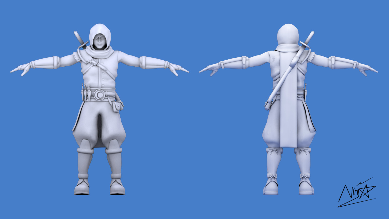 Artstation Male Master Ninja Assassin Outfit 3d Character