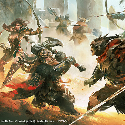 Artstation Monolith Arena Board Game Cover Art J Otto Szatmari