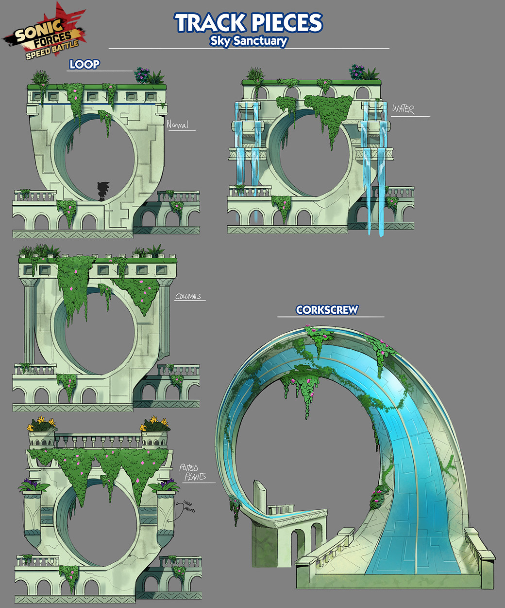 Sky Sanctuary Track Loop Concepts for Sonic Forces: Speed Battle, Copyright SEGA 2017