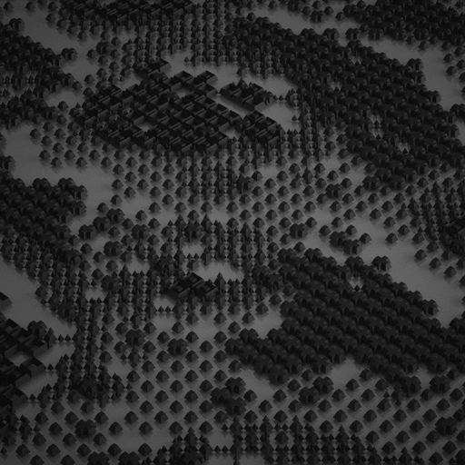Multiple source shapes distributed in a grid &amp; active shapes mapped via procedural noise.