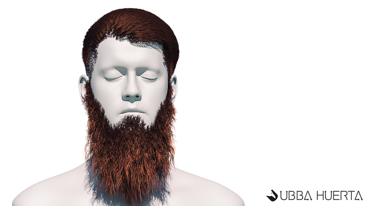 Ubba Huerta Short Hair Beard 3d Simulation Rendering