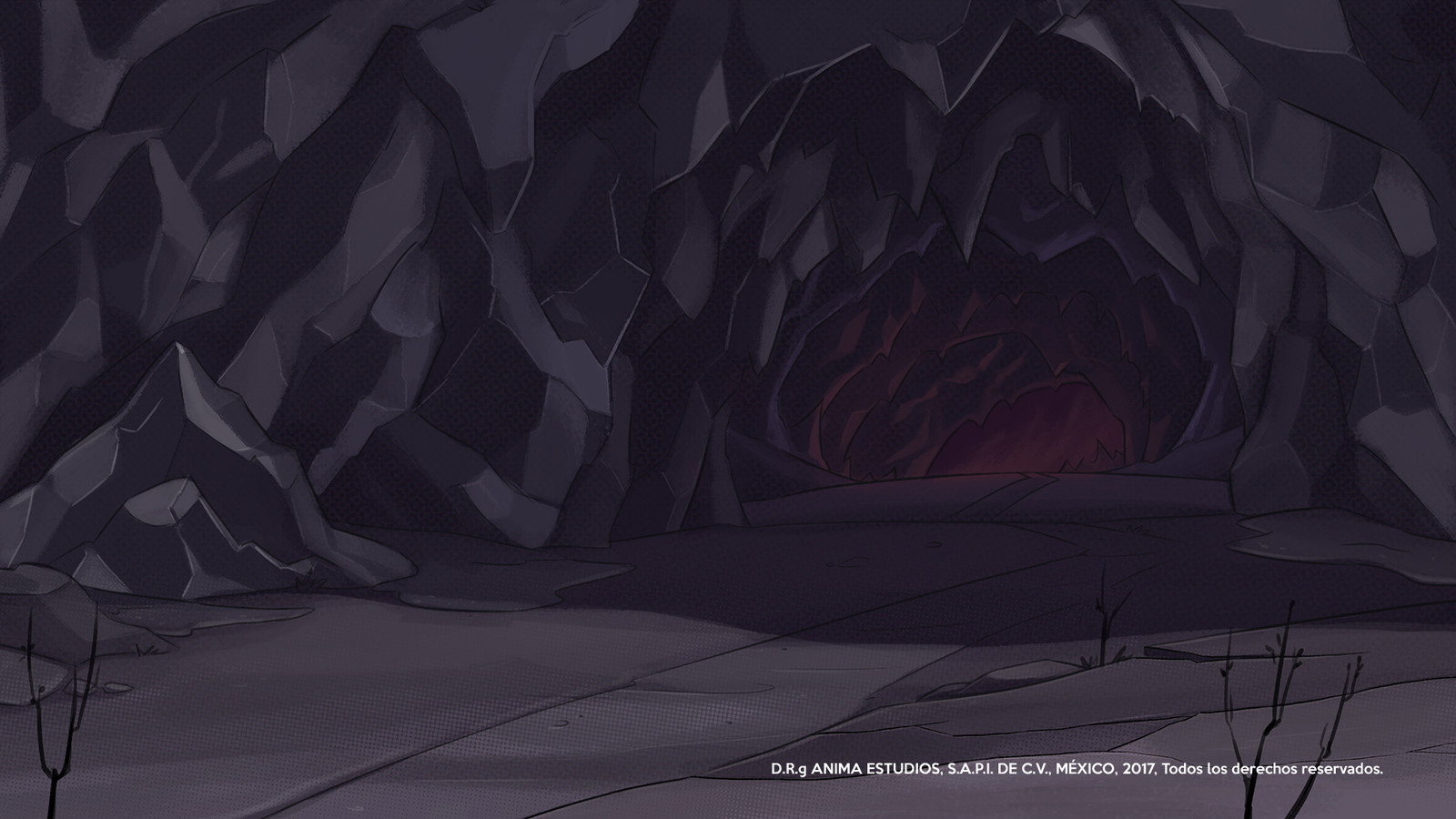 The entrance to Medusa's lair, closer at night.