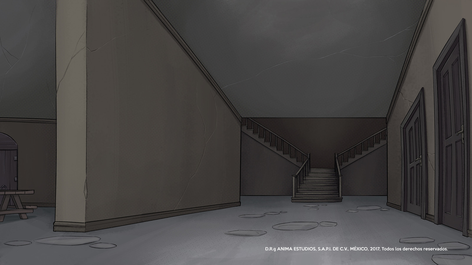 The corridor from the entrance to the staircase.