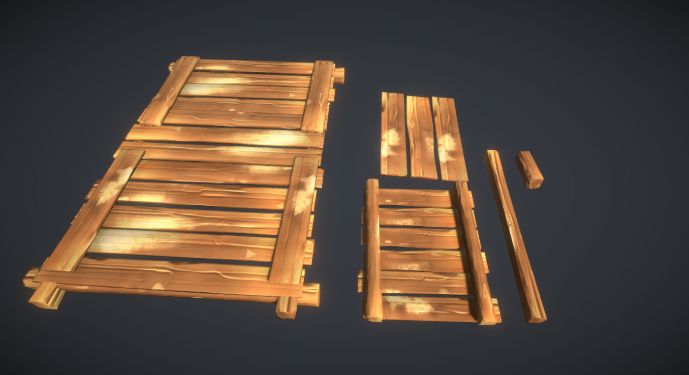 Wood props, made to be used by the level designer so he could create his own structures easily in the engine