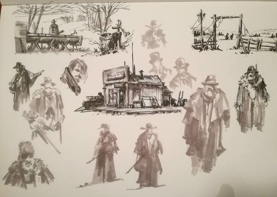 Various heavy clothed figures, the story is set in Alaska, so huge fur collared dusters and augmented coats and cloaks would be the look of most of the characters.