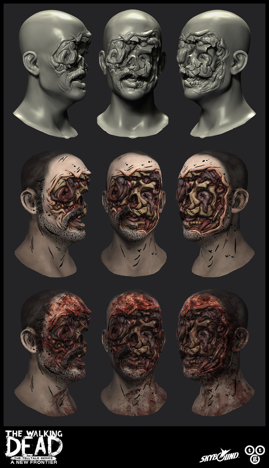 An up-resed version of Carver from season 2 for The Walking Dead: A New Frontier. For the damaged area, I did the sculpting, low-poly, bakes, and textures.