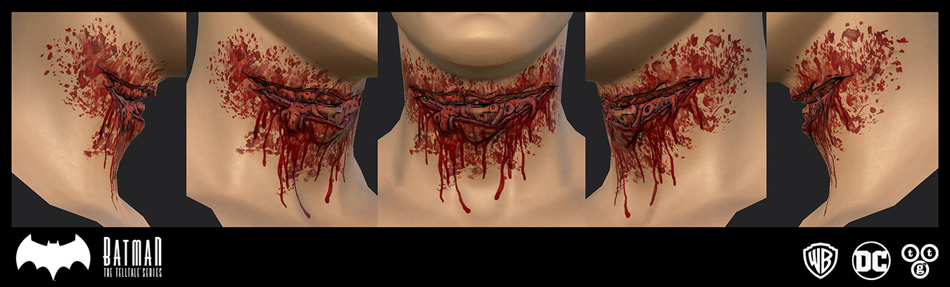 A generic slit throat damage state I did for Batman The Telltale Series: The Enemy Within. For the damaged area, I did the sculpting, low-poly, bakes, and textures for this version. The low mesh for the damage can be cut out and integrated with any head.