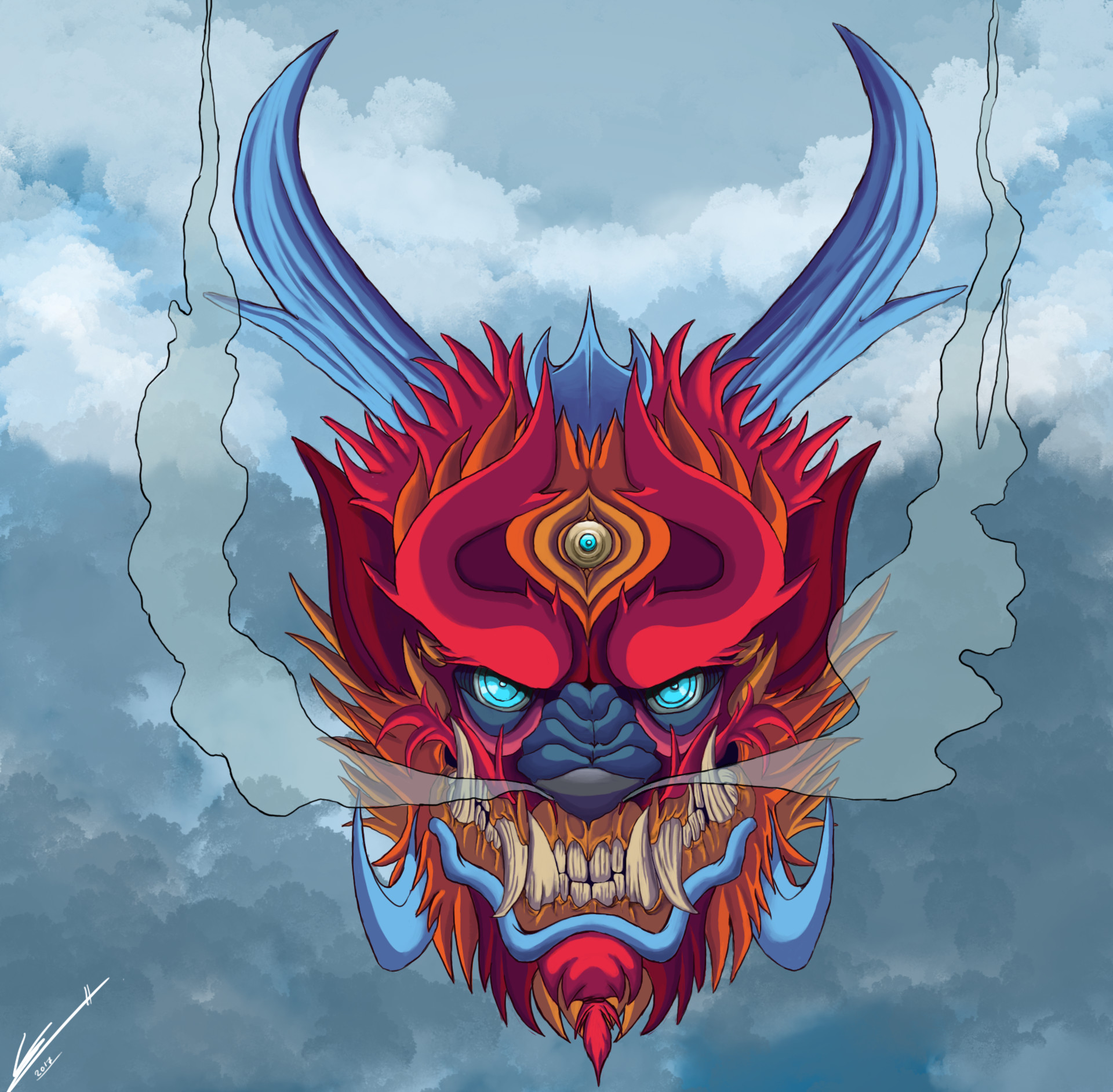 Wallpaper Artstation Oni Mask Dragon Lieke Schnater For Android