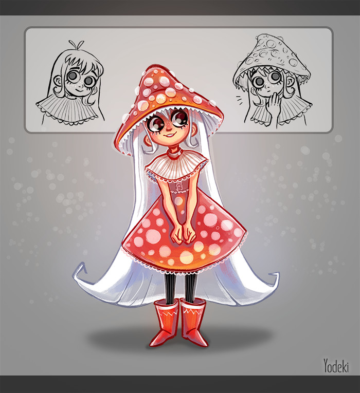 Artstation Mushroom Girl Character Design Sevil Burgan