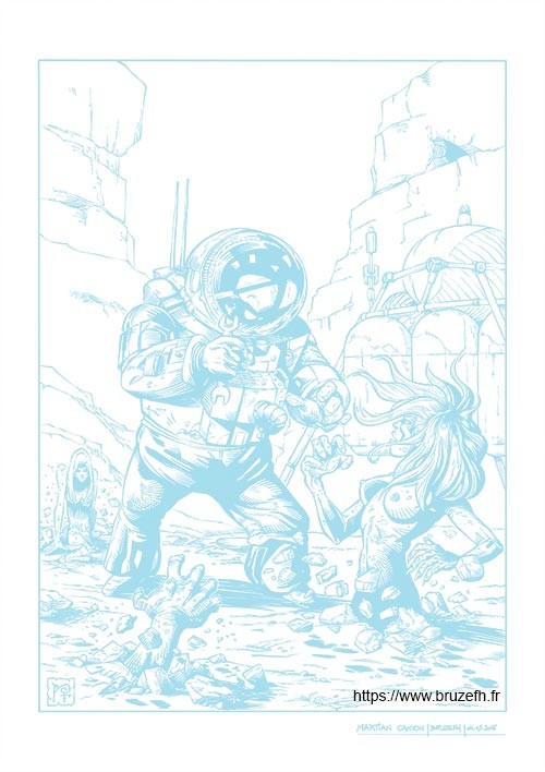 Step 3 : conversion in non-repro blue in Photoshop and print on drawing paper (A3 size, 180 g)