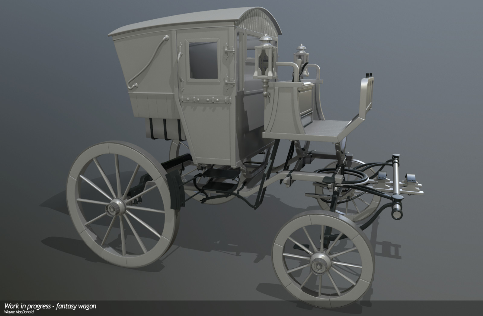 Wagon WIP - Mid/high poly, lots of detailing and wear to be added during texturing.