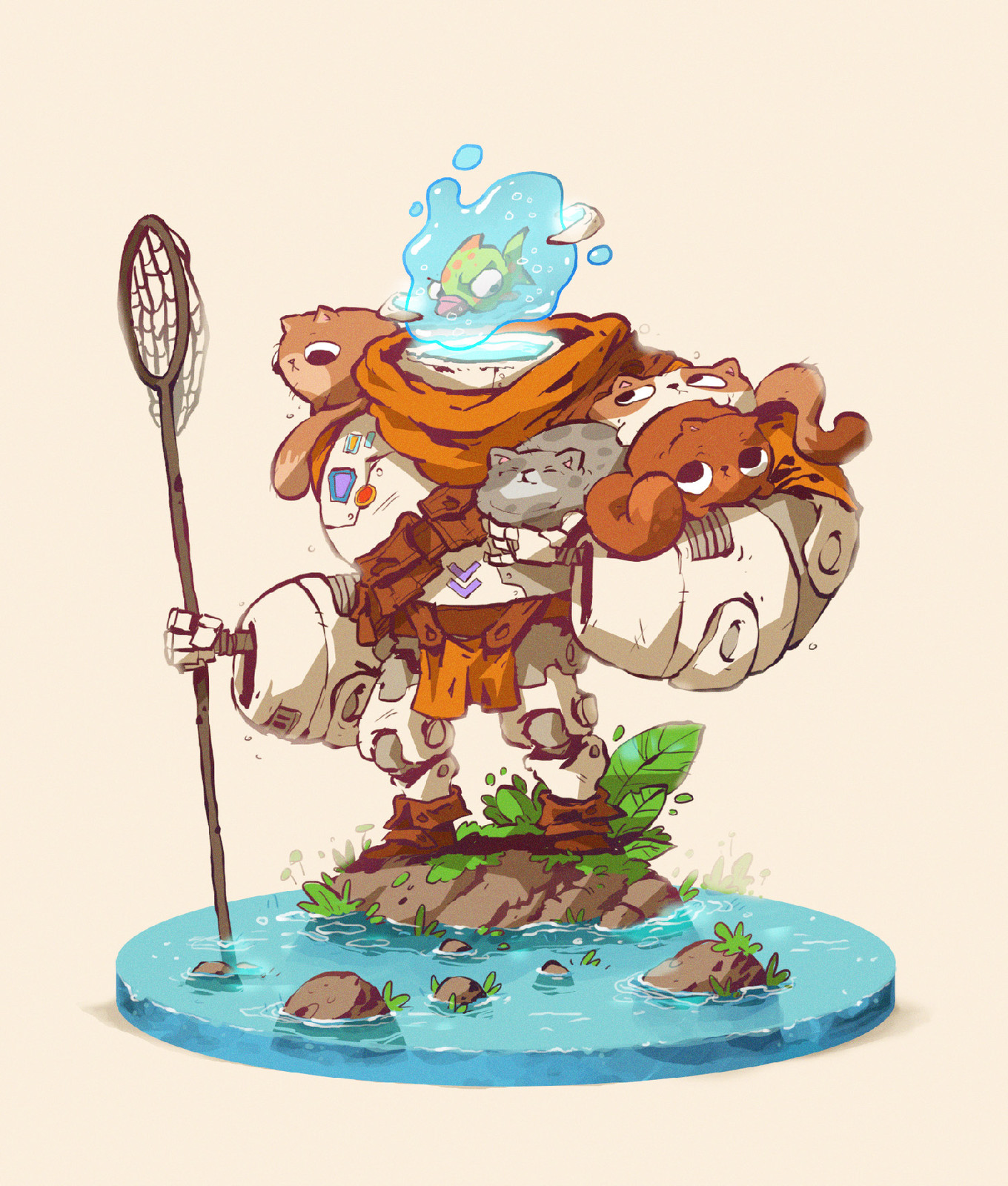 Fish head cat catcher robot