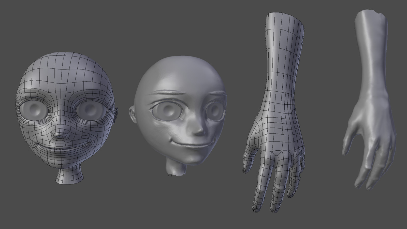 sculpt and retopo, face and hands