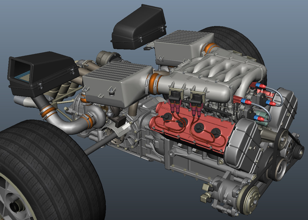 Artstation Ferrari F40 Engine Bay And Mechanical Parts