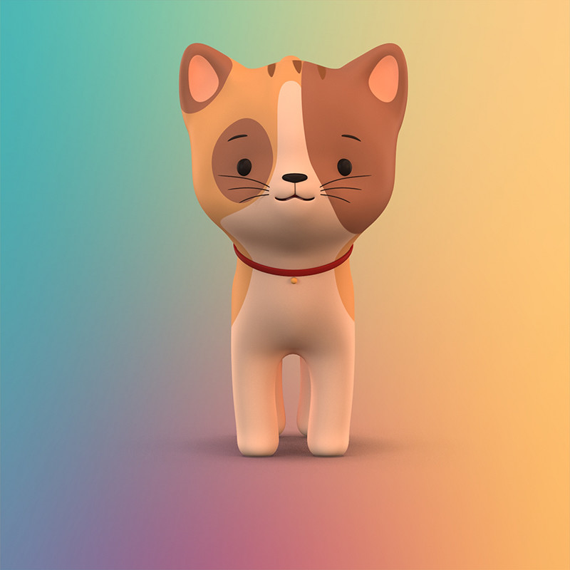 Artstation Cartoon Cat Anko 3d