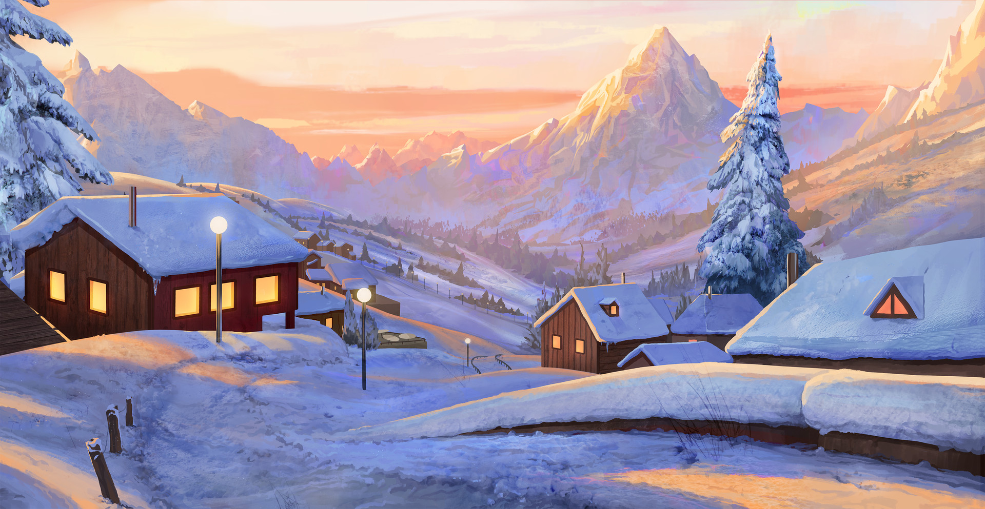 Artstation Christmas Village Clement Danveau