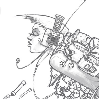 Thomas van der heiden sketch chick with headphones 2009