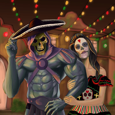 Poveda digital art skeletor goes to mexico