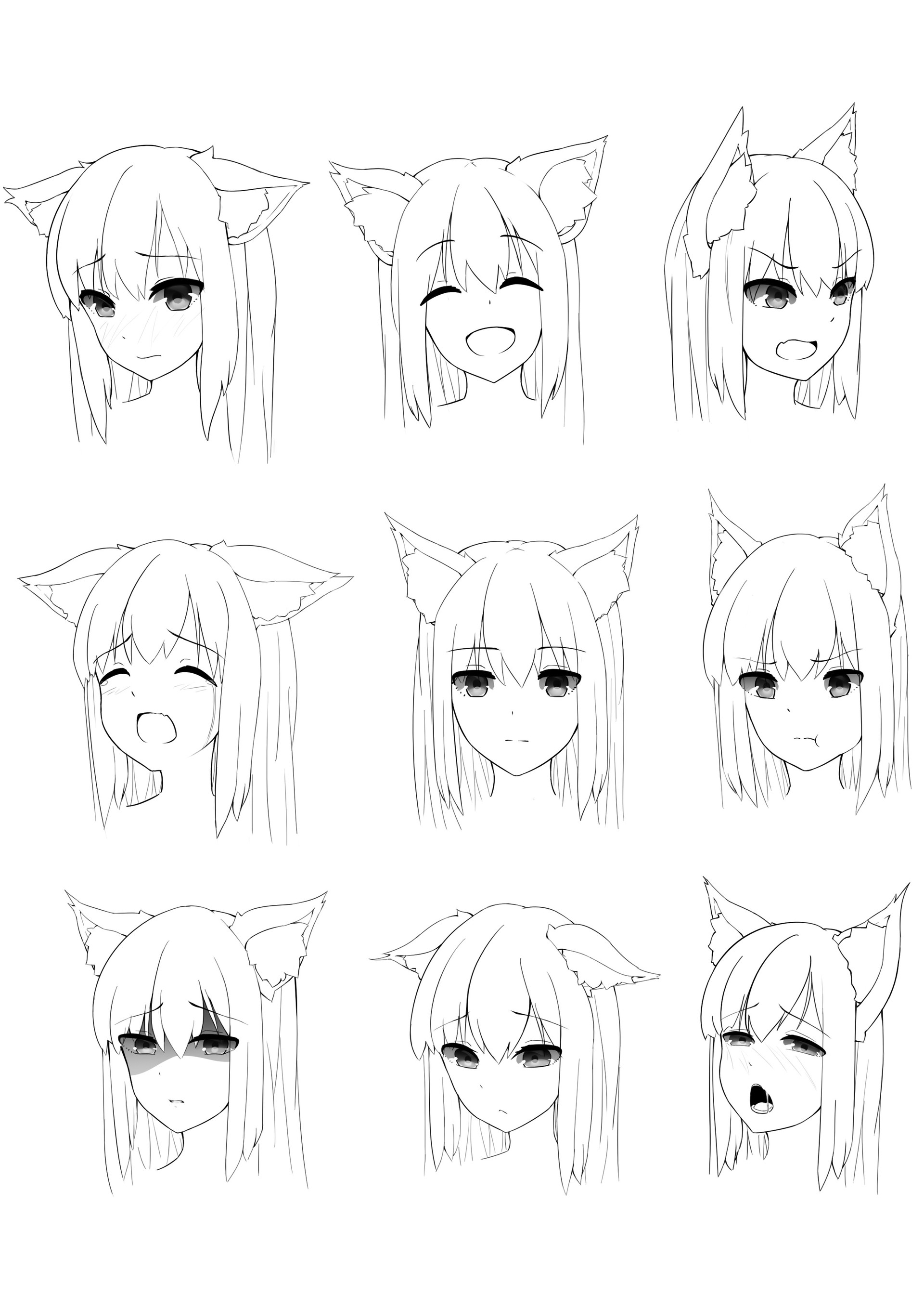 ArtStation - anime girl facial expression
