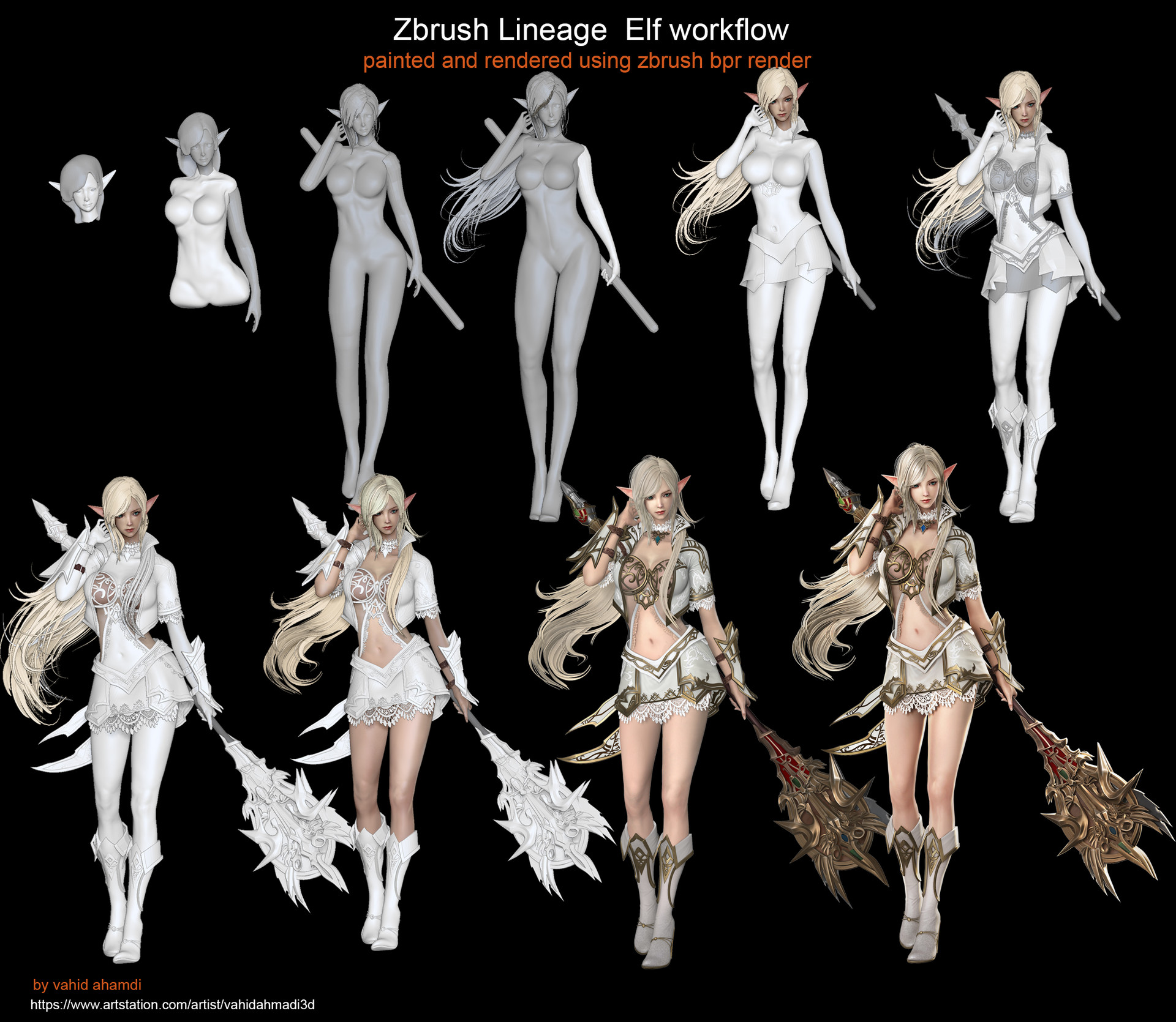 artstation elf lineage with zbrush tutorials vahid ahmadi