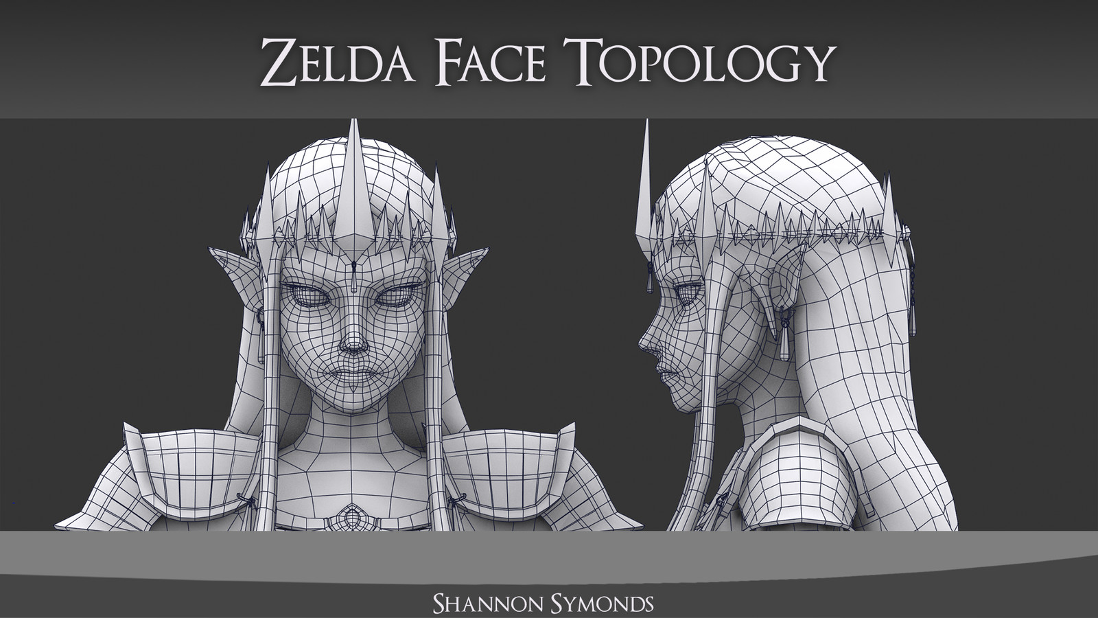 The body and hair were retopologized in mainly Topogun with some fixes made at the end in 3Ds Max.