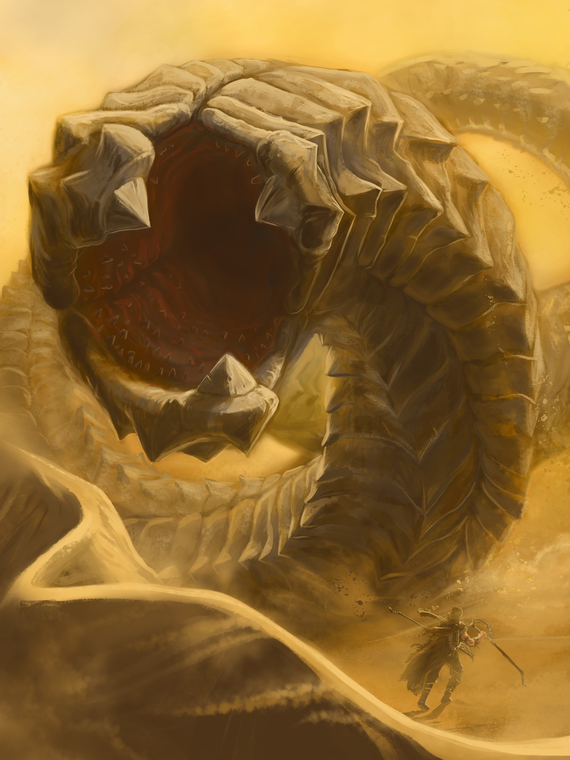 Dune inspired Sandworm and a Fremen with maker's hooks.