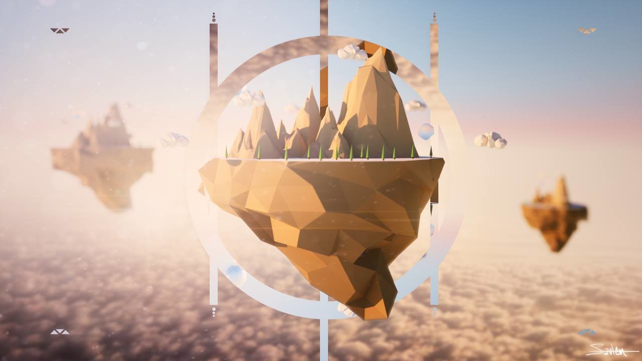 Artstation low poly floating island exercise