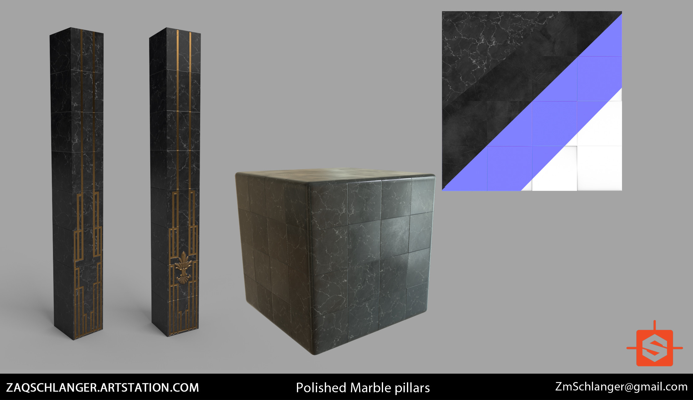 Fully procedural marble material made in Substance Designer 