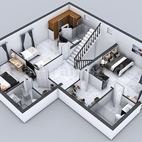 Artstation 4 Bedroom Simple Modern Residential 3d Floor Plan House Design By Architectural Studio Uk Yantram Architectural Design Studio