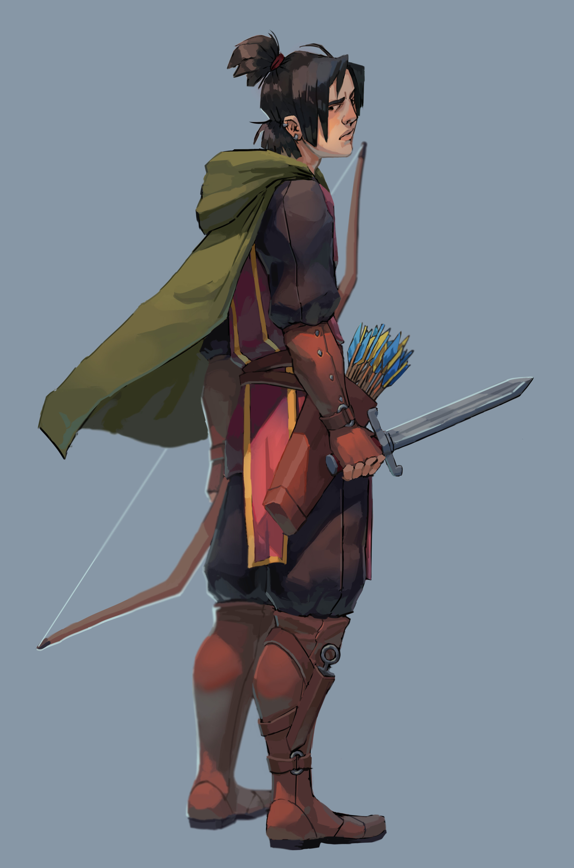 human ranger with longbow